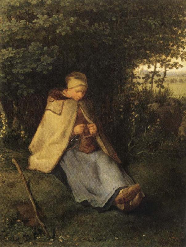 Jean Francois Millet Shepherdess or Woman Knitting Germany oil painting art